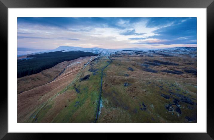 Fan Gyhirych in the Winter by drone Framed Mounted Print by Leighton Collins