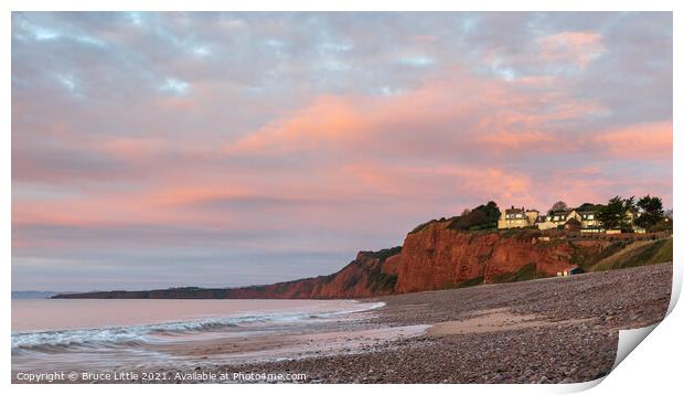 Pre-dawn glow at Budleigh Salterton Print by Bruce Little