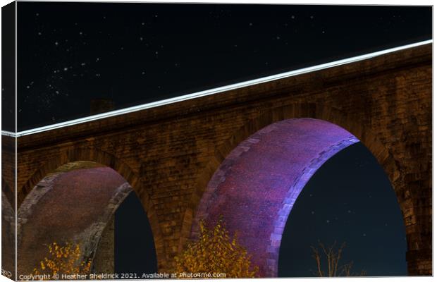 Night Train Over Burnley Viaduct Canvas Print by Heather Sheldrick