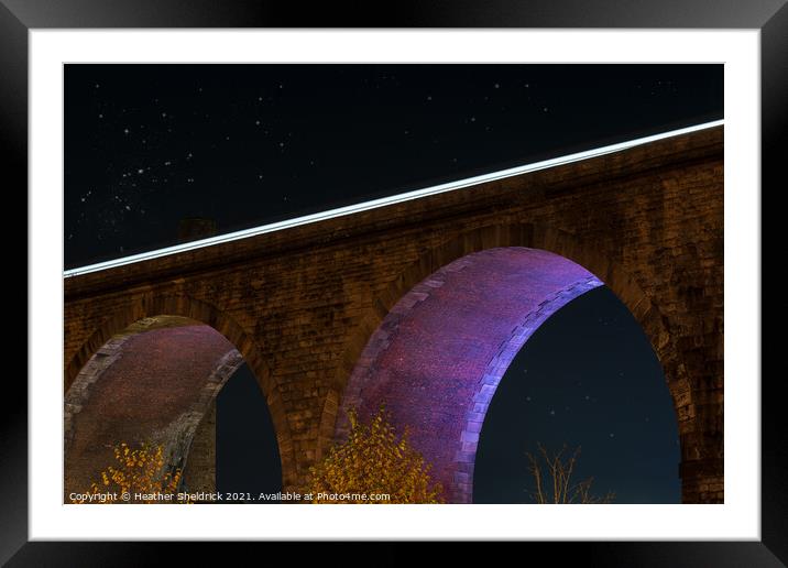 Night Train Over Burnley Viaduct Framed Mounted Print by Heather Sheldrick