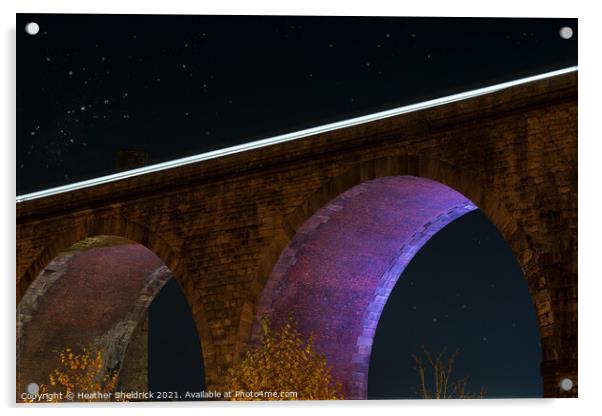 Night Train Over Burnley Viaduct Acrylic by Heather Sheldrick