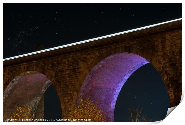 Night Train Over Burnley Viaduct Print by Heather Sheldrick