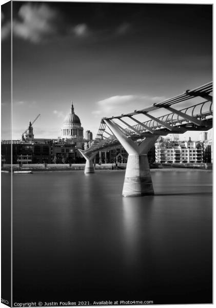 The Millennium bridge, River Thames, London Canvas Print by Justin Foulkes