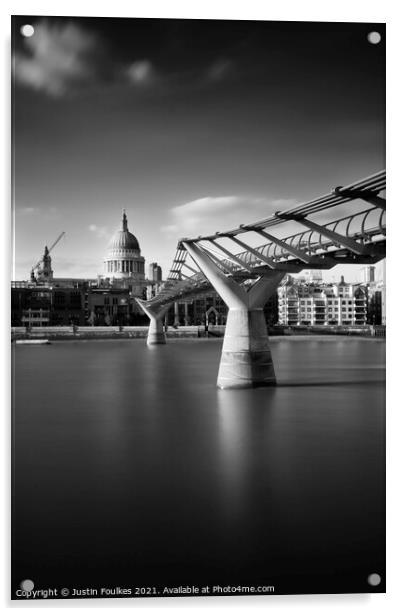 The Millennium bridge, River Thames, London Acrylic by Justin Foulkes