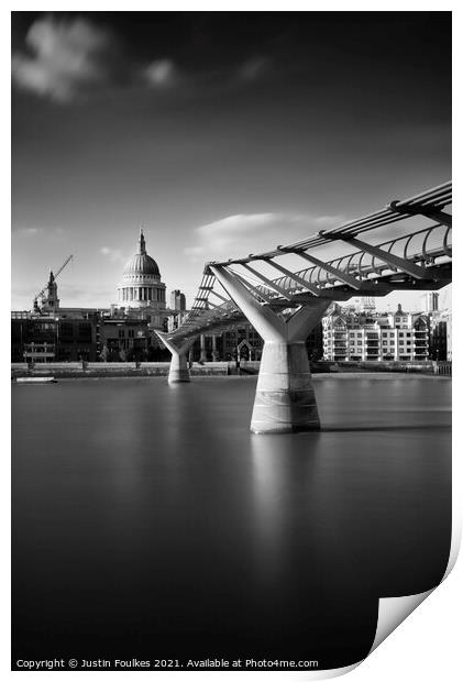 The Millennium bridge, River Thames, London Print by Justin Foulkes