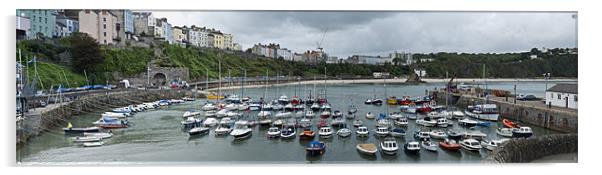 Panoramic View of Tenby Harbour Acrylic by Steve Purnell