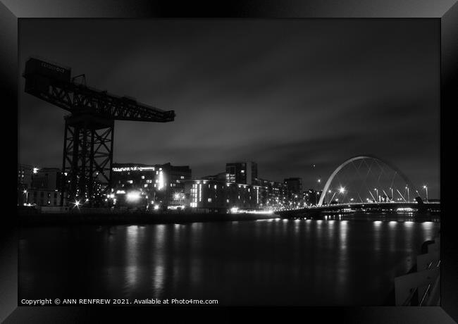 Glasgow at night. Framed Print by ANN RENFREW