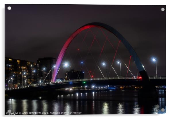 The Glasgow Squinty Bridge Acrylic by ANN RENFREW