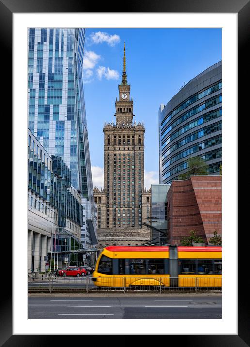 Warsaw City Downtown In Poland Framed Mounted Print by Artur Bogacki