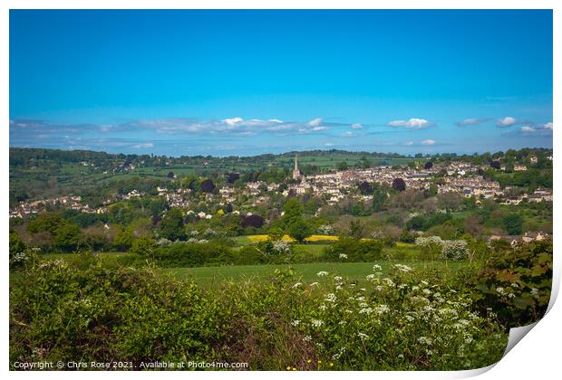 Painswick in the Cotwolds countryside Print by Chris Rose