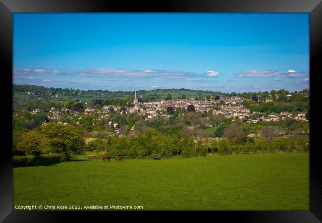 Painswick in the Cotwolds countryside Framed Print by Chris Rose