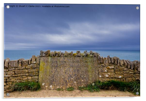 Durlston seascape Acrylic by Stuart C Clarke