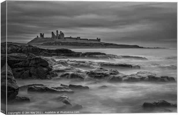 Dunstanburgh Castle Northumberland Black and White Canvas Print by Jim Key