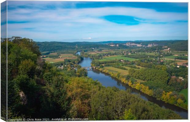 Dordogne River view from Domme Canvas Print by Chris Rose