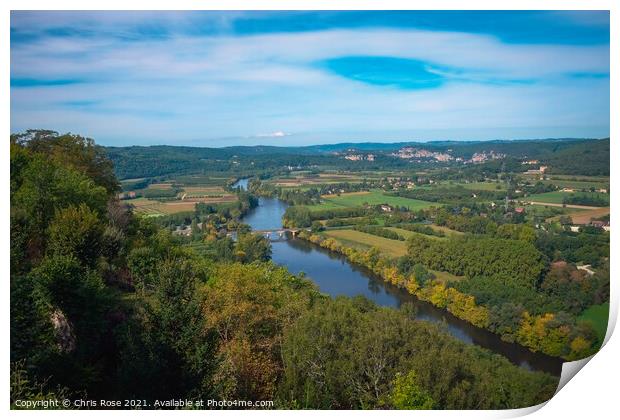 Dordogne River view from Domme Print by Chris Rose