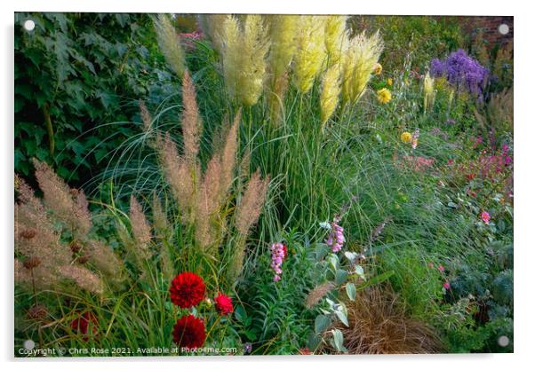 Colourful summer garden border Acrylic by Chris Rose