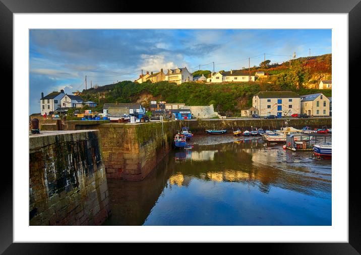 Fishing boats in Porthleven Harbour, Cornwall Framed Mounted Print by Gordon Maclaren