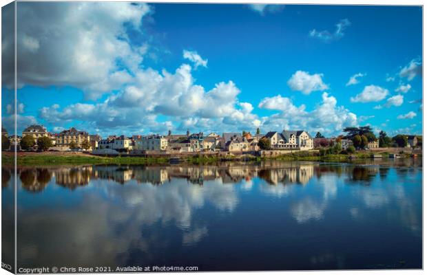Saumur, the River Loire on a sunny autumn day Canvas Print by Chris Rose