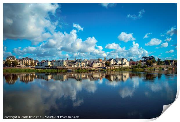Saumur, the River Loire on a sunny autumn day Print by Chris Rose