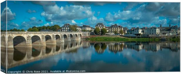 Saumur, the River Loire on a sunny autumn day Canvas Print by Chris Rose