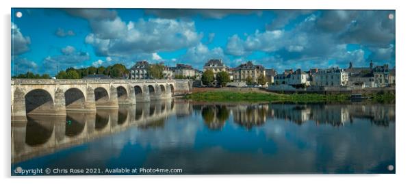 Saumur, the River Loire on a sunny autumn day Acrylic by Chris Rose