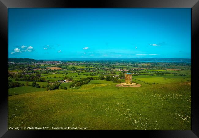 Coaley Peak Picnic Site and Viewpoint. Framed Print by Chris Rose