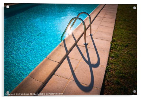 Swimming pool ladder shadows Acrylic by Chris Rose