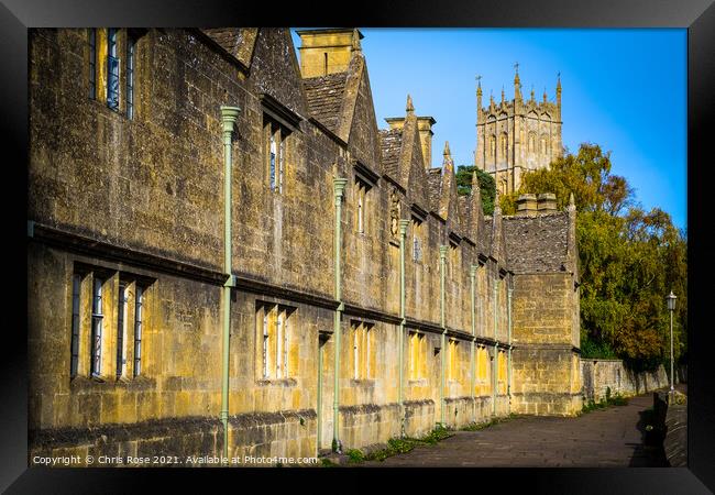 Chipping Campden, Almshouses and church Framed Print by Chris Rose