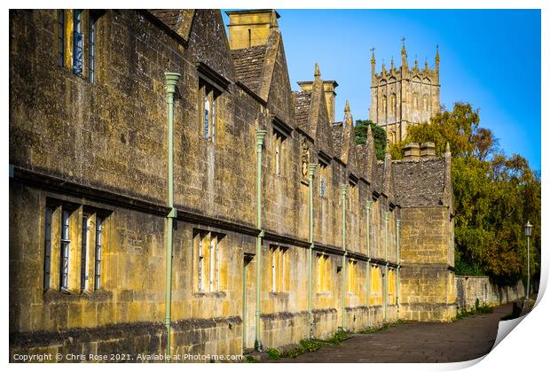 Chipping Campden, Almshouses and church Print by Chris Rose