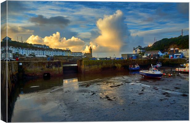 Fishing boats in Porthleven Harbour at sunrise Canvas Print by Gordon Maclaren