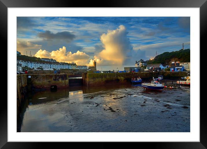 Fishing boats in Porthleven Harbour at sunrise Framed Mounted Print by Gordon Maclaren
