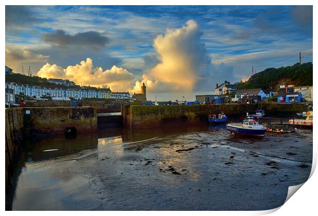 Fishing boats in Porthleven Harbour at sunrise Print by Gordon Maclaren