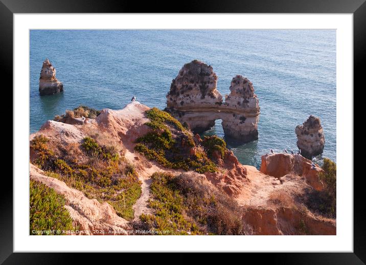 Algarve Coast near Lagos, Portugal Framed Mounted Print by Kasia Design