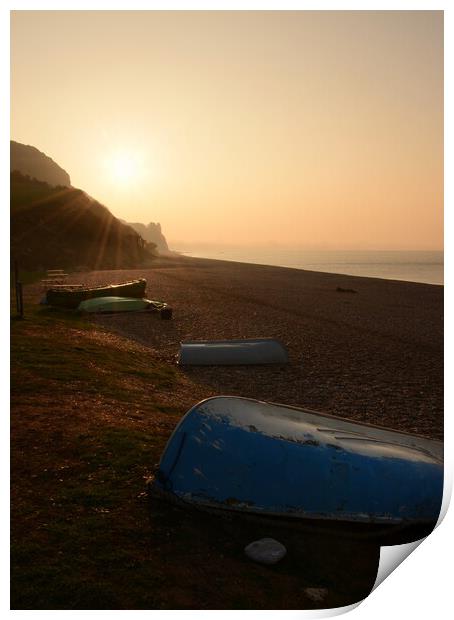 Branscombe Boats Portrait Print by David Neighbour