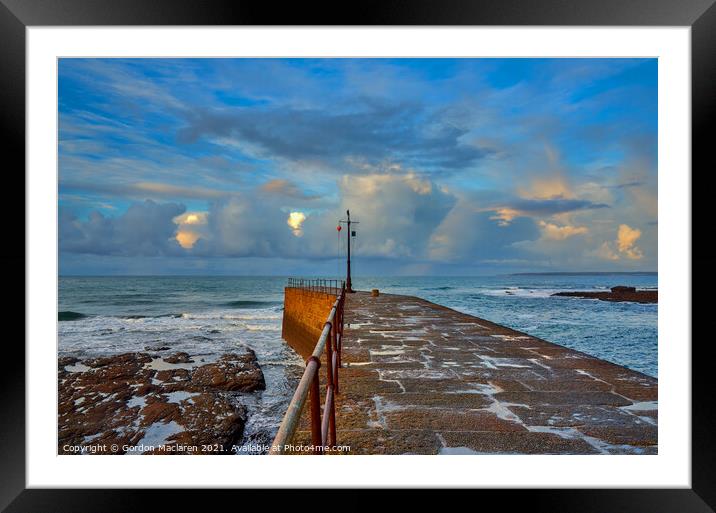 Sunrise over the Celtic Sea from Porthleven Cornwall Framed Mounted Print by Gordon Maclaren
