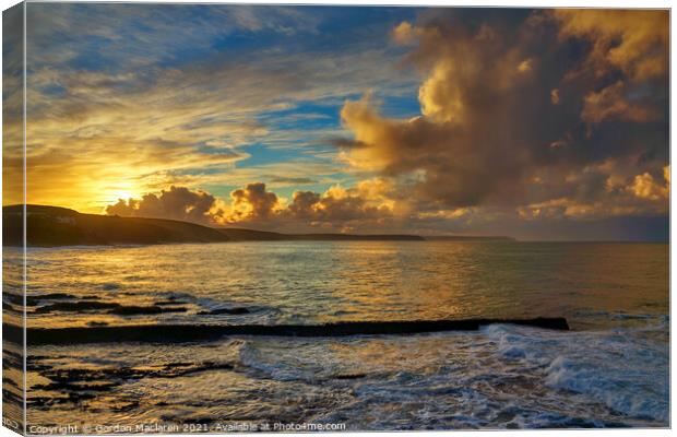 Awesome sunrise over Porthleven, Cornwall Canvas Print by Gordon Maclaren