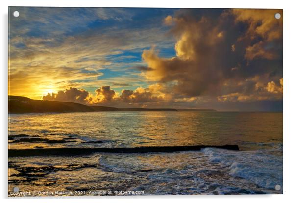 Awesome sunrise over Porthleven, Cornwall Acrylic by Gordon Maclaren