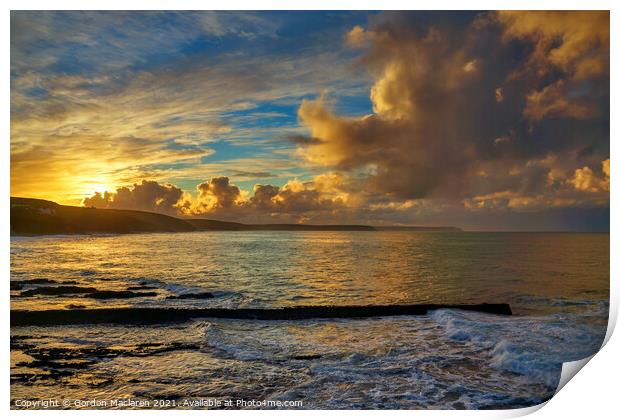 Awesome sunrise over Porthleven, Cornwall Print by Gordon Maclaren