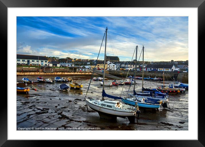 Boats moored in Porthleven Harbour, Cornwall  Framed Mounted Print by Gordon Maclaren
