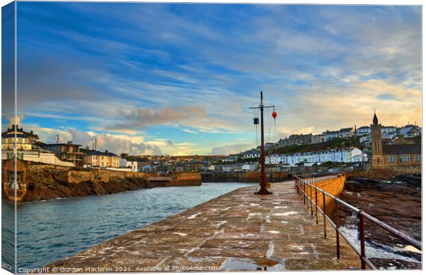 Porthleven Harbour Cornwall at sunrise Canvas Print by Gordon Maclaren
