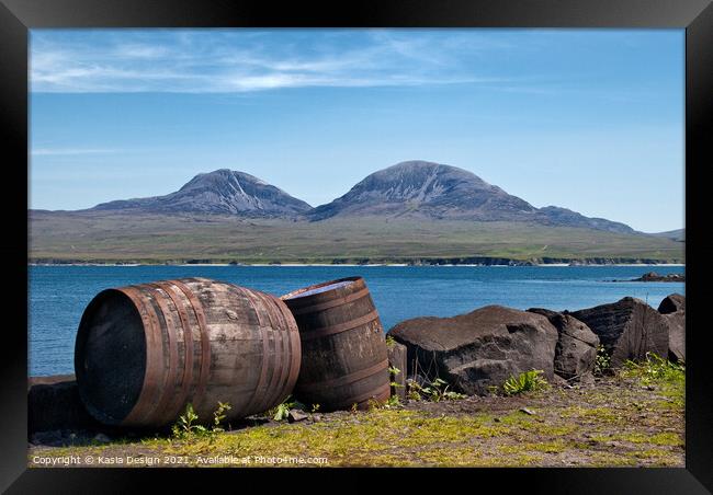 Whisky Vats and the Paps of Jura Framed Print by Kasia Design