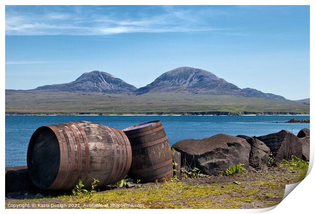 Whisky Vats and the Paps of Jura Print by Kasia Design