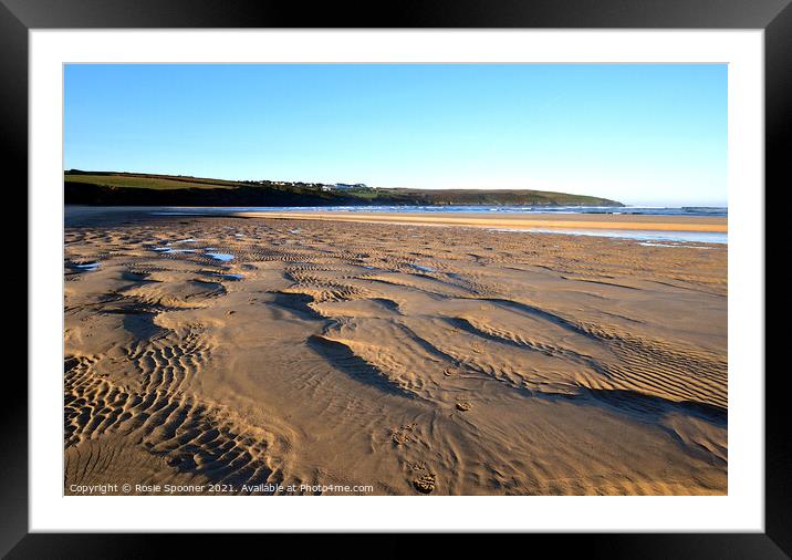 Low Tide Crantock Sands Framed Mounted Print by Rosie Spooner