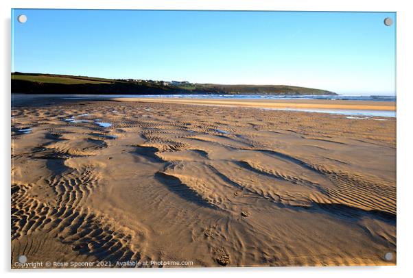Low Tide Crantock Sands Acrylic by Rosie Spooner