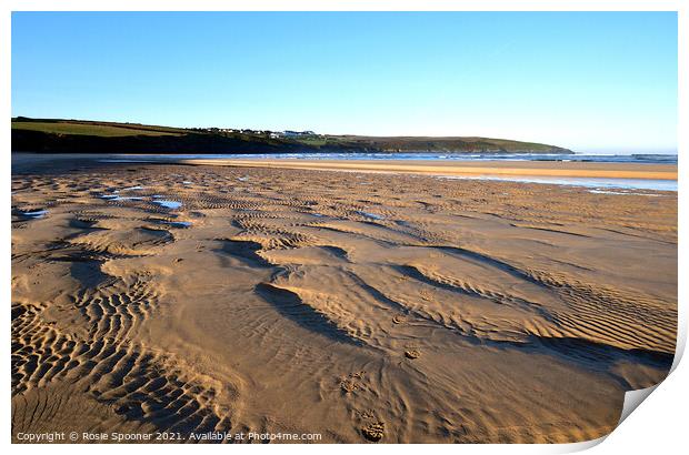 Low Tide Crantock Sands Print by Rosie Spooner