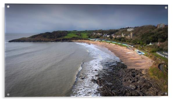 Langland Bay on the Gower Peninsula Acrylic by Leighton Collins