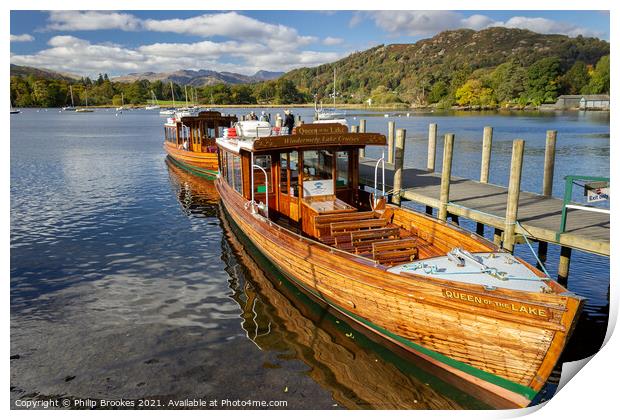 Lake Windermere Ferry Print by Philip Brookes