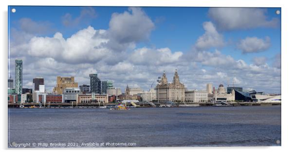 Liverpool Skyline Acrylic by Philip Brookes