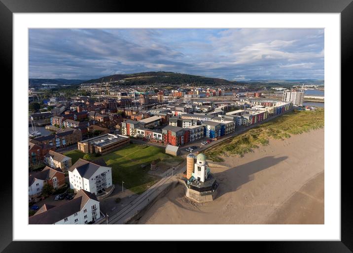 The marina estate in Swansea by drone Framed Mounted Print by Leighton Collins