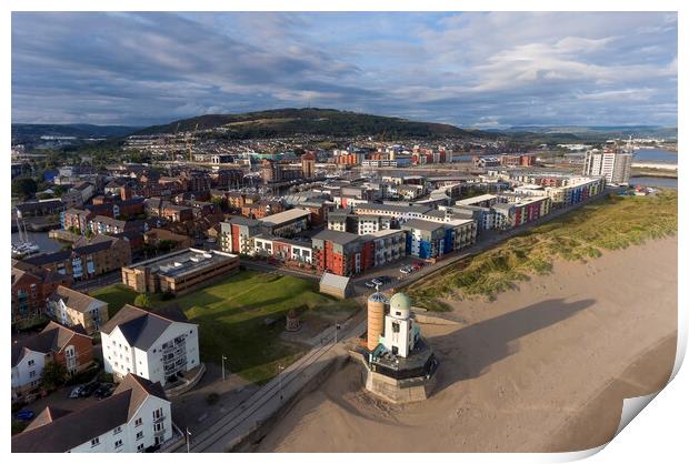 The marina estate in Swansea by drone Print by Leighton Collins